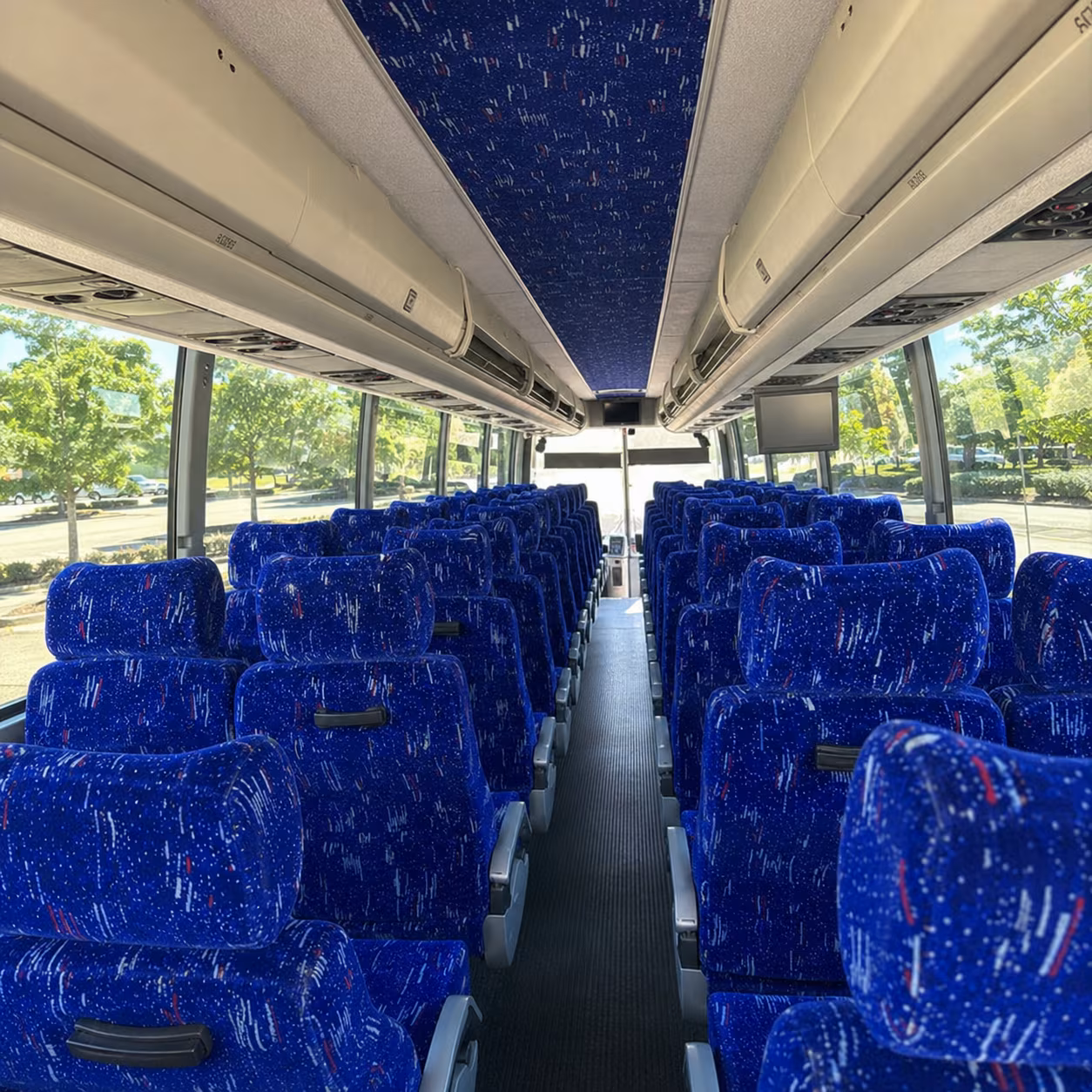 corona 56 passenger charter bus inside