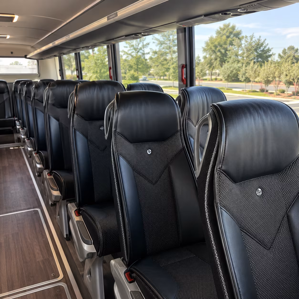 corona 56 passenger charter bus interior