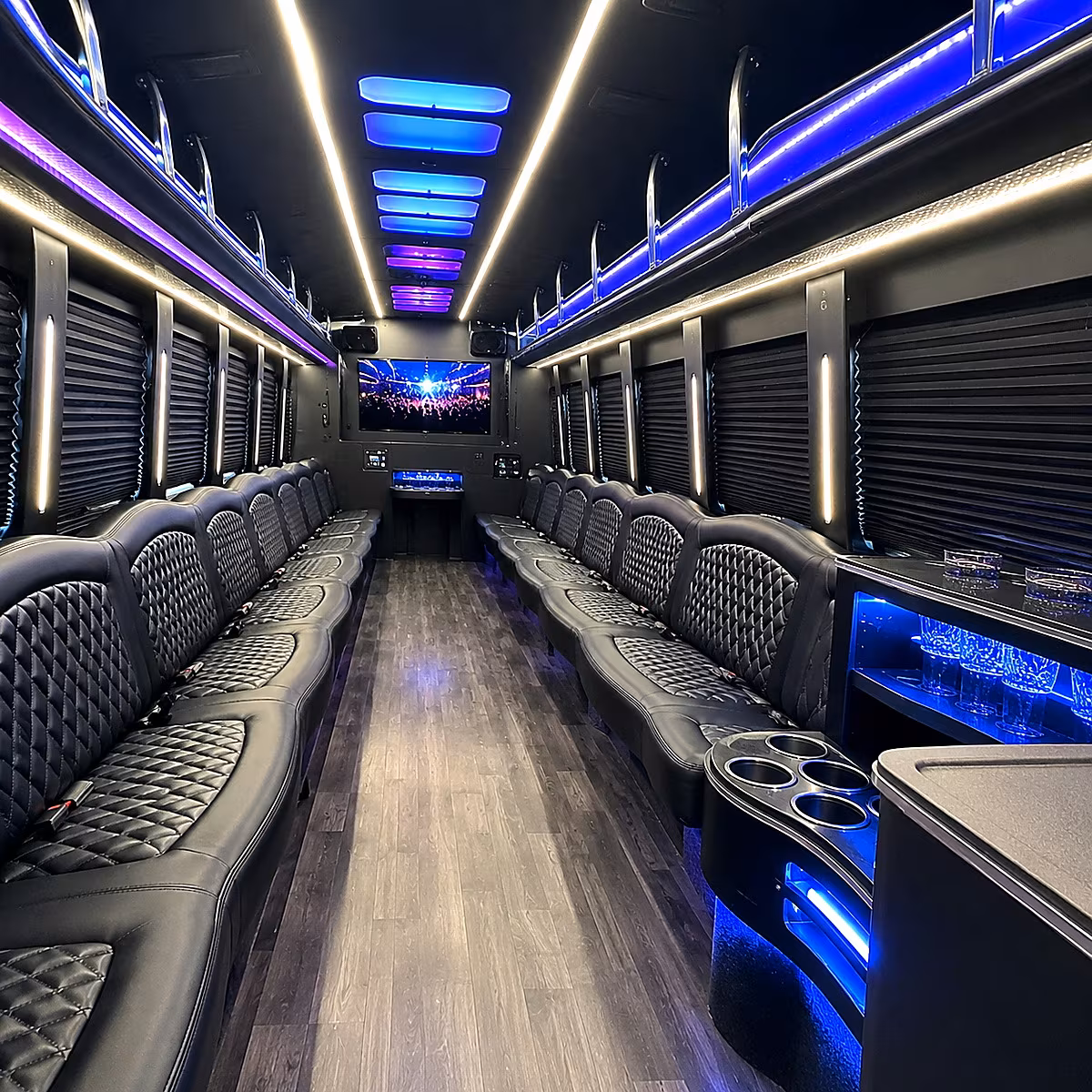 corona party bus rental interior